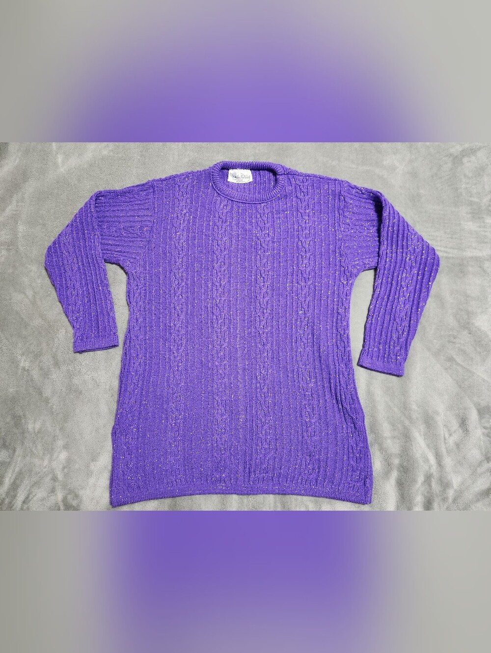 Diane von Furstenberg Purple Sparkle Cable Knit Sweater S/M